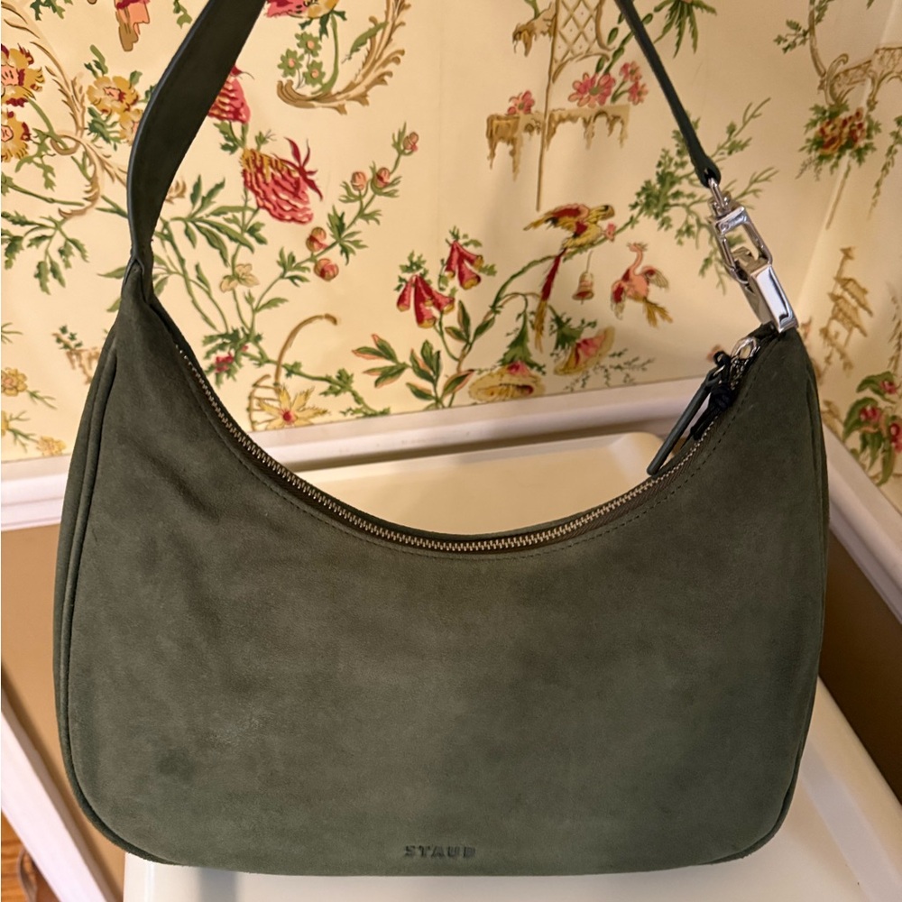 STAUD Olive Suede Hobo Bag